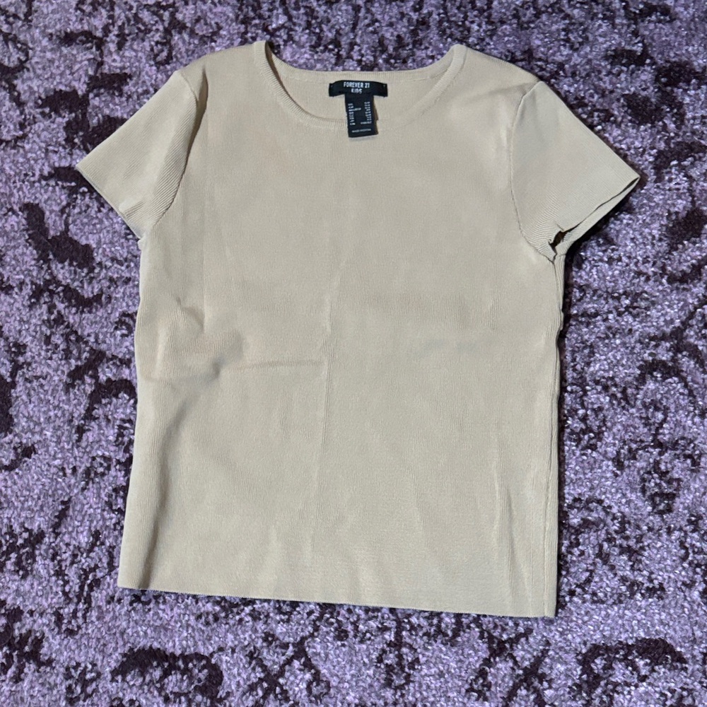 Forever 21 Light Beige Short Sleeve Tee